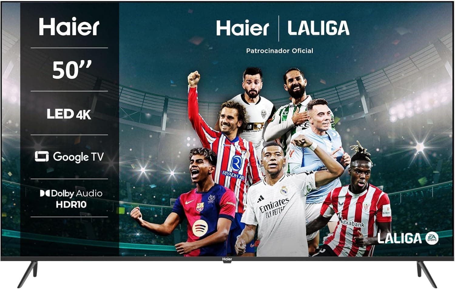 Haier H50K800UX | Smart TV 50 polegadas 4K UHD com Google TV, Dolby Vision, HDR10 e comando por voz