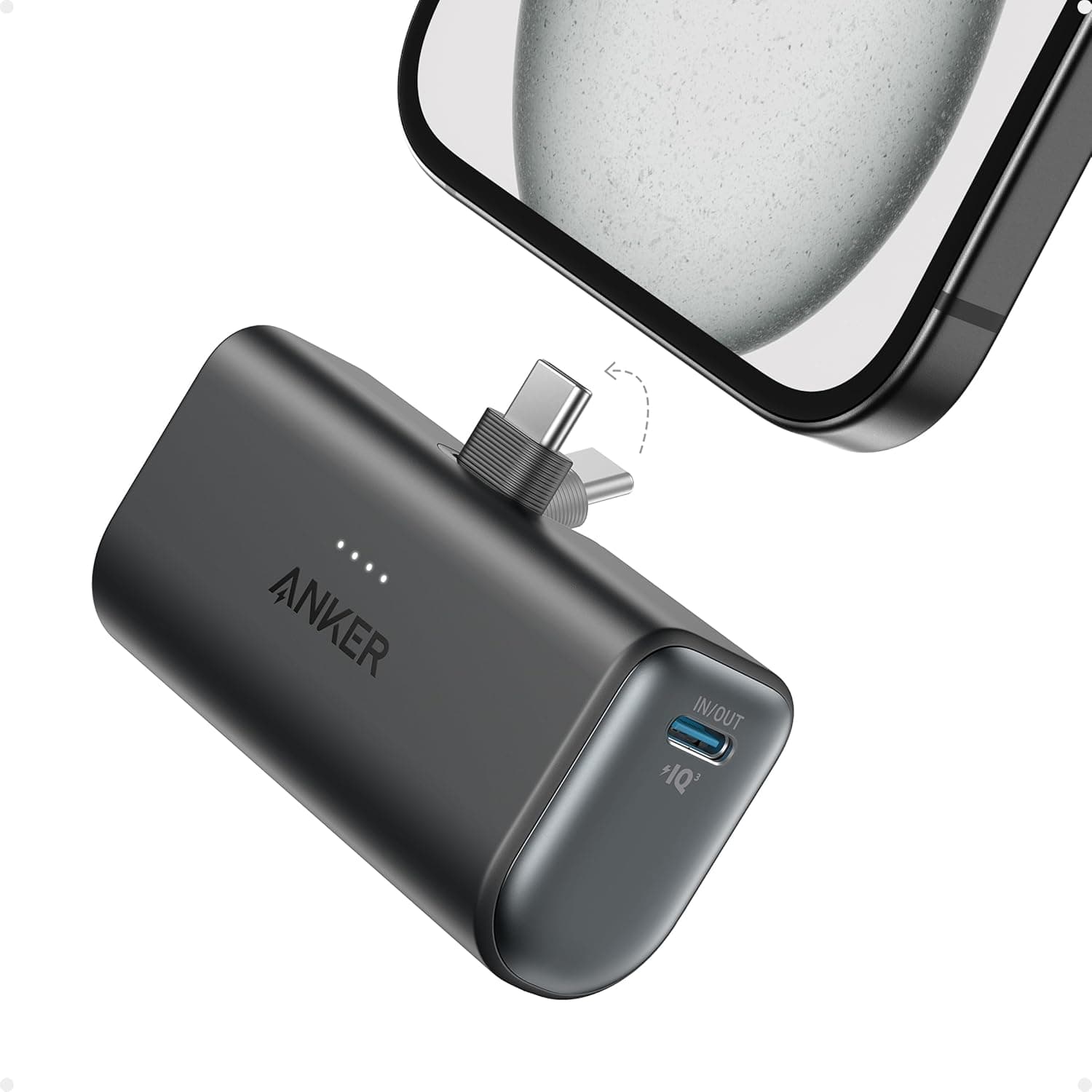 Anker Nano Power Bank 5000 mAh – Power Bank de 22,5 W com Conector USB-C Dobrável, Compatível com iPhone 16/15, Samsung Série S22/23, Note20/10, Huawei, iPad Pro/Air, etc