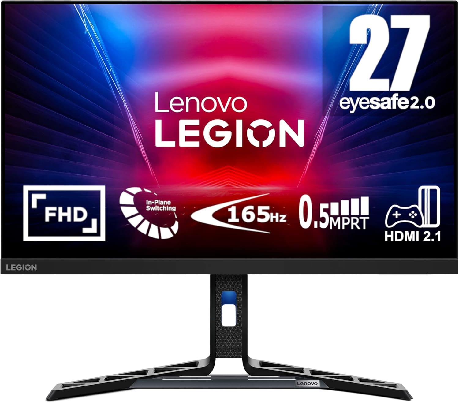 Lenovo Legion R27i-30 Monitor Gaming FullHD de 27'' com EyeSafe (IPS, 165Hz, 0,5 ms, HDMI+DP, FreeSync Premium, altifalantes) ajuste de inclinação/altura / pivot / rotação - preto