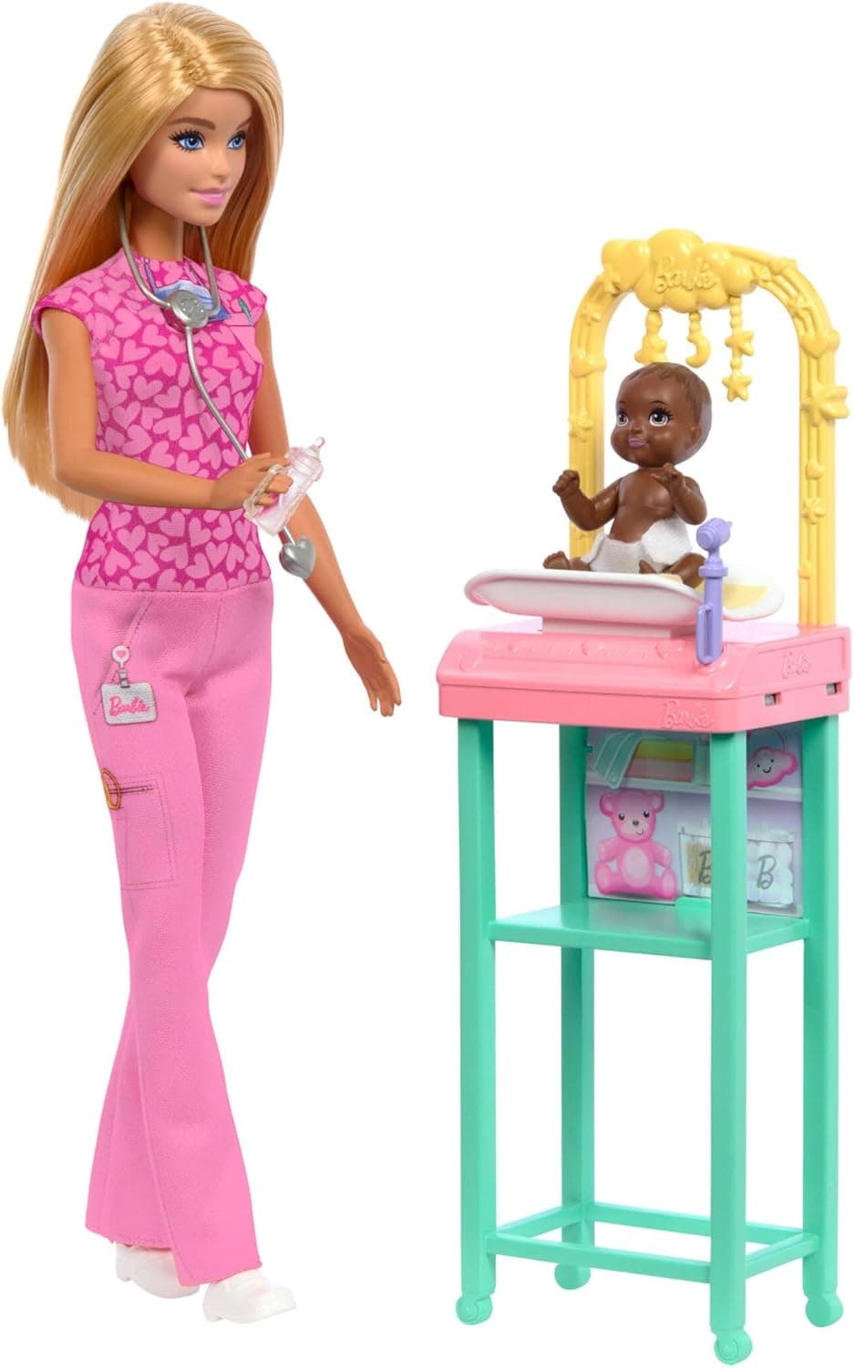 Barbie Pediatra | Boneca com uniforme de médica, bebé e acessórios para brincar ao consultório