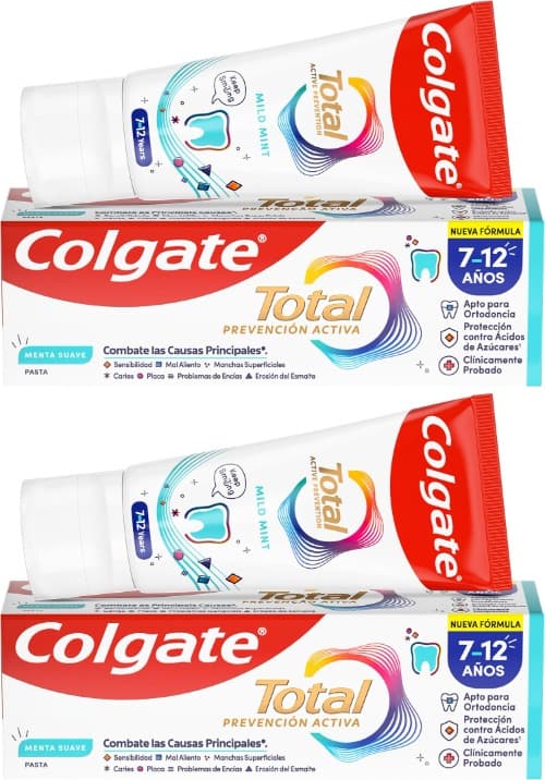 Colgate Total Children | Pasta de dentes para crianças 7-12 anos com proteção completa 12h, 50 ml