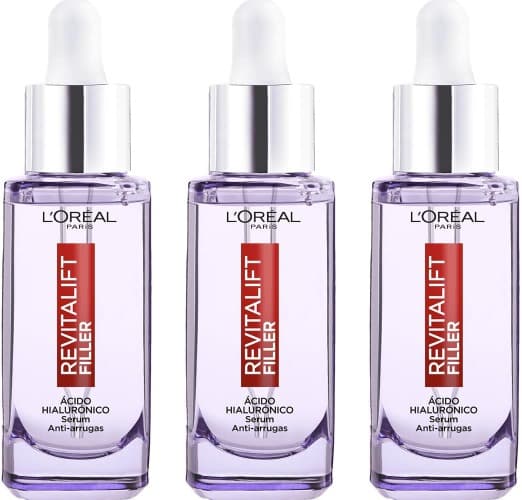 L'Oréal Paris Revitalift Filler | Sérum facial antirrugas com ácido hialurónico puro hidrata e recupera volume e elasticidade 30 ml x 3