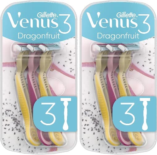 Venus Gillette 3 Dragonfruit máquinas descartáveis, embalagem de 3, máquina de depilar x2
