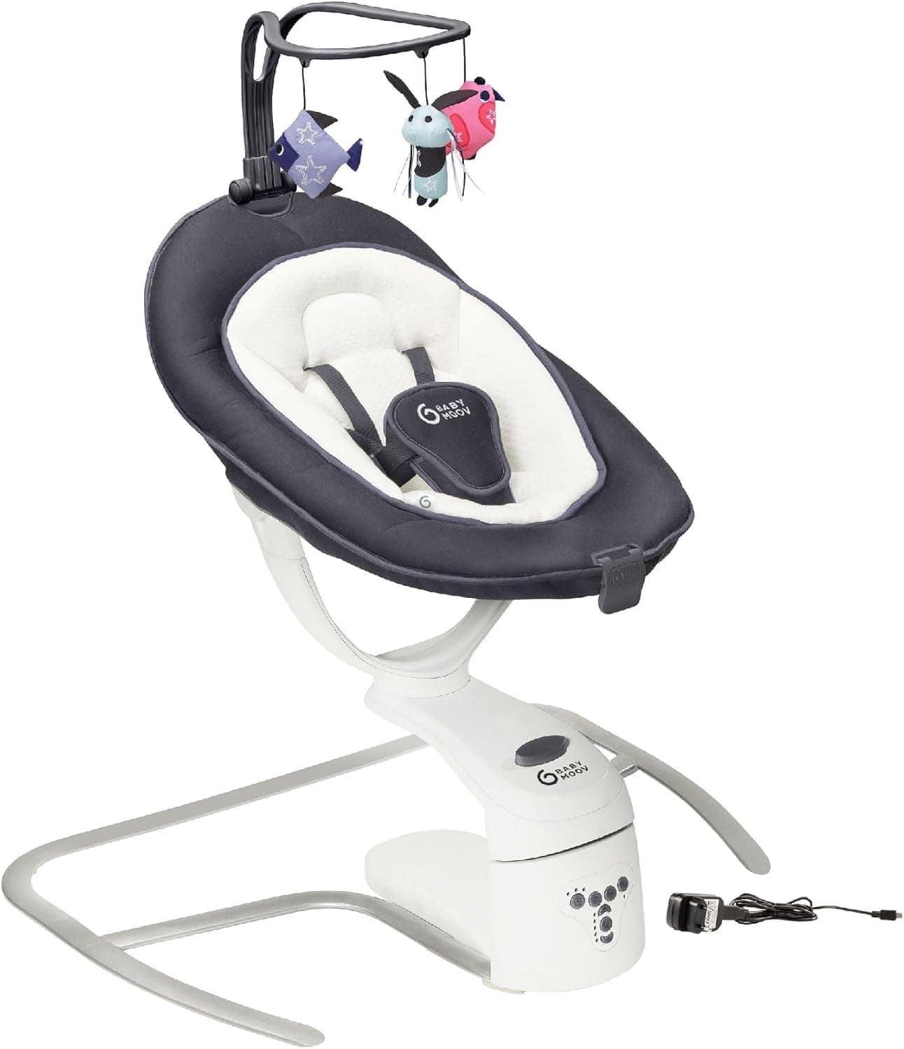 Babymoov Swoon Motion oscilação e berço, com assento ergonómico confortável e ajustável, 65 x 72 cm, zinco