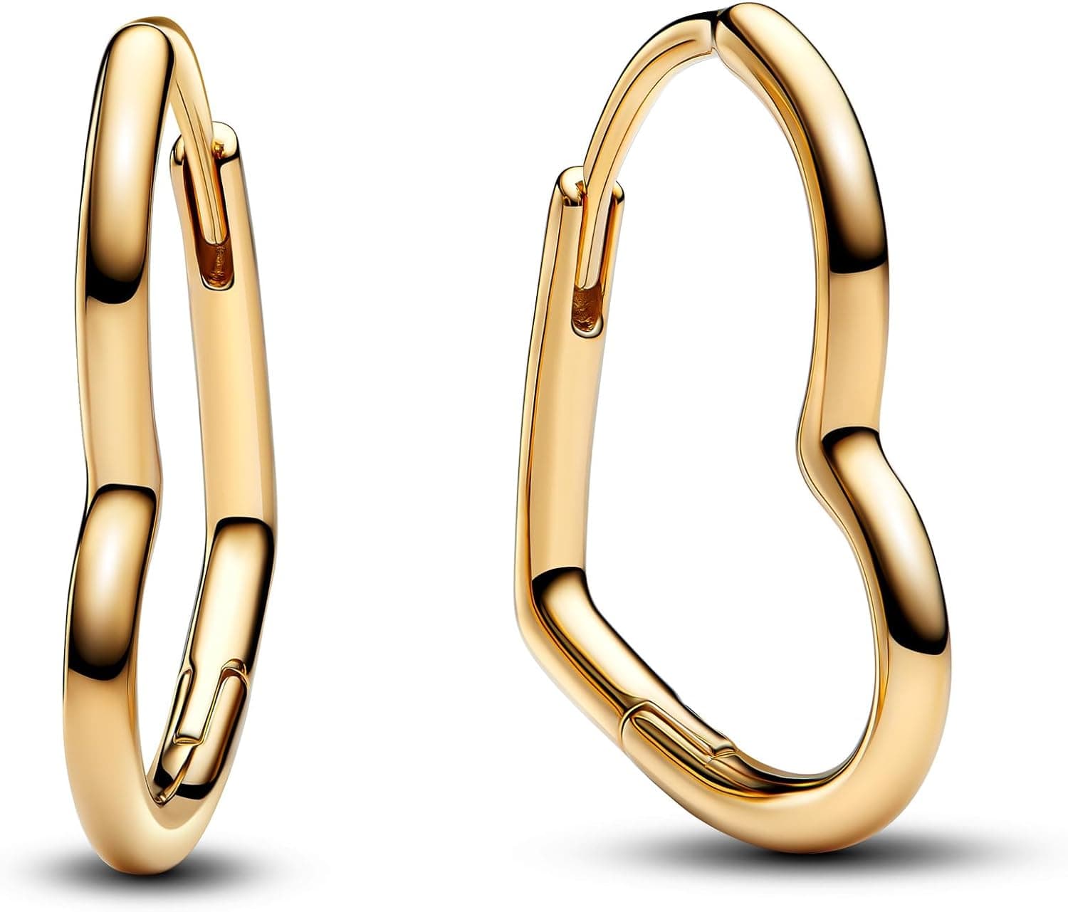 Pandora Moments 268307C00 - Brincos em prata de lei com forma de coração assimétrico e liga banhada a ouro