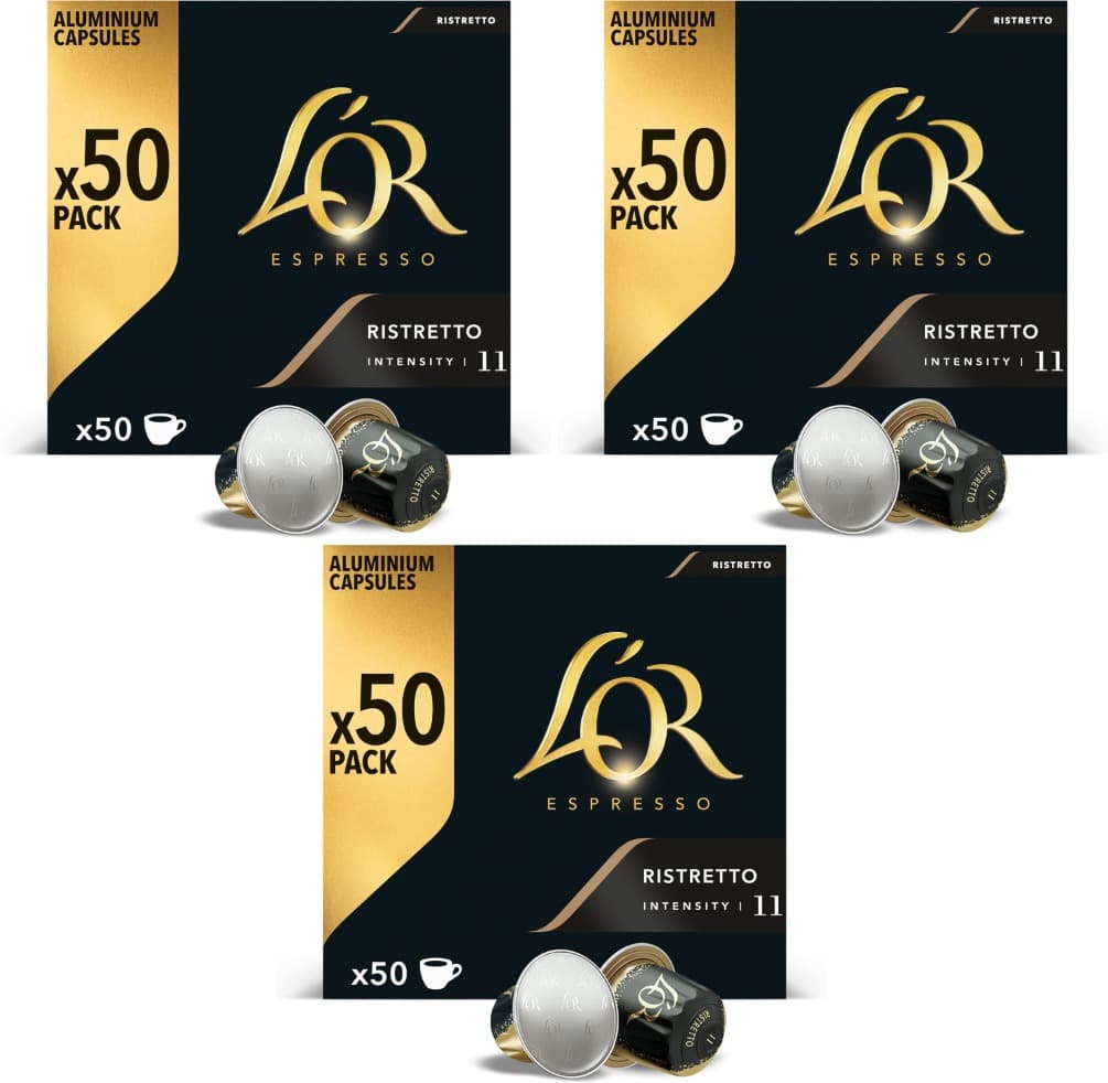 L'OR Cápsulas de café expresso com listas | intensidade 11 | 150 cápsulas compatíveis Nespresso 
