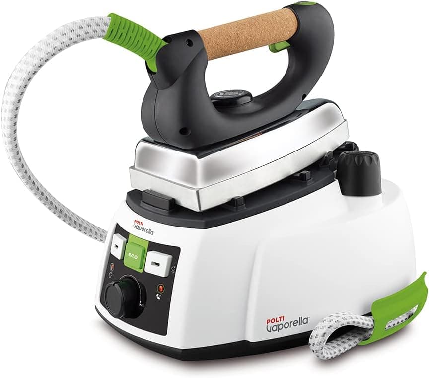 Polti Vaporella 535 Eco Pro Ferro de engomar a vapor com caldeira de alta pressão de 4 bar, 1750 W, tampão de segurança, função Eco, branco e verde