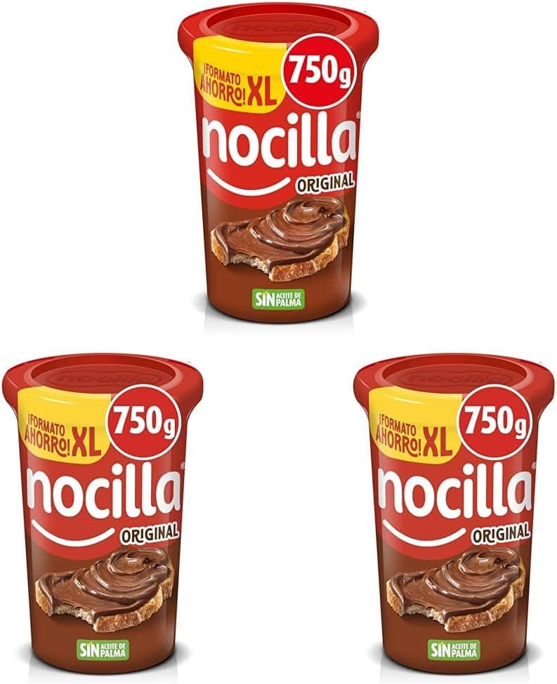 Nocilla, Creme original de cacau com avelãs sem óleo de palma - frasco de 750 g x 3