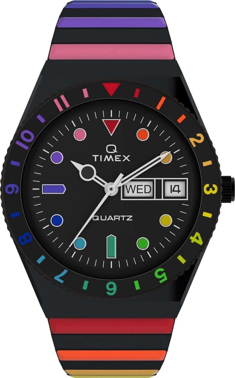 Timex Relógio analógico para mulher de quartzo com correia em aço inoxidável TW2V65900, multicolorido, tira