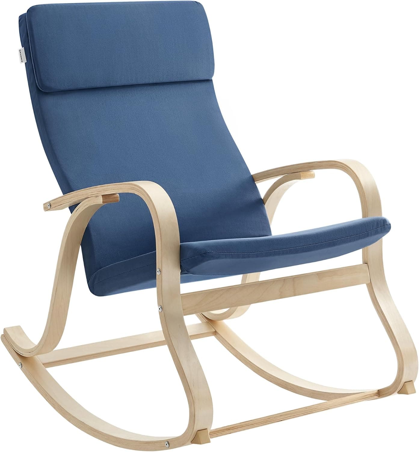 SONGMICS Sedia a Dondolo, cadeira de ganga, cobertura in Tessuto di Cotone Sfoderabile, Sedia a Sdraio, Struttura in Legno di Betulla, Capacità di Carico di 120 kg, BLU Notte LYY030Q01