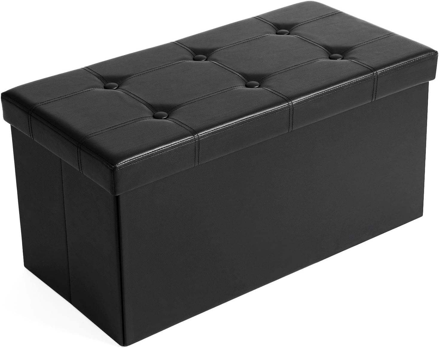 SONGMICS Baú, puff, caixa para armazenamento, dobrável, carga máxima de 300 kg, 76 x 38 x 38 cm