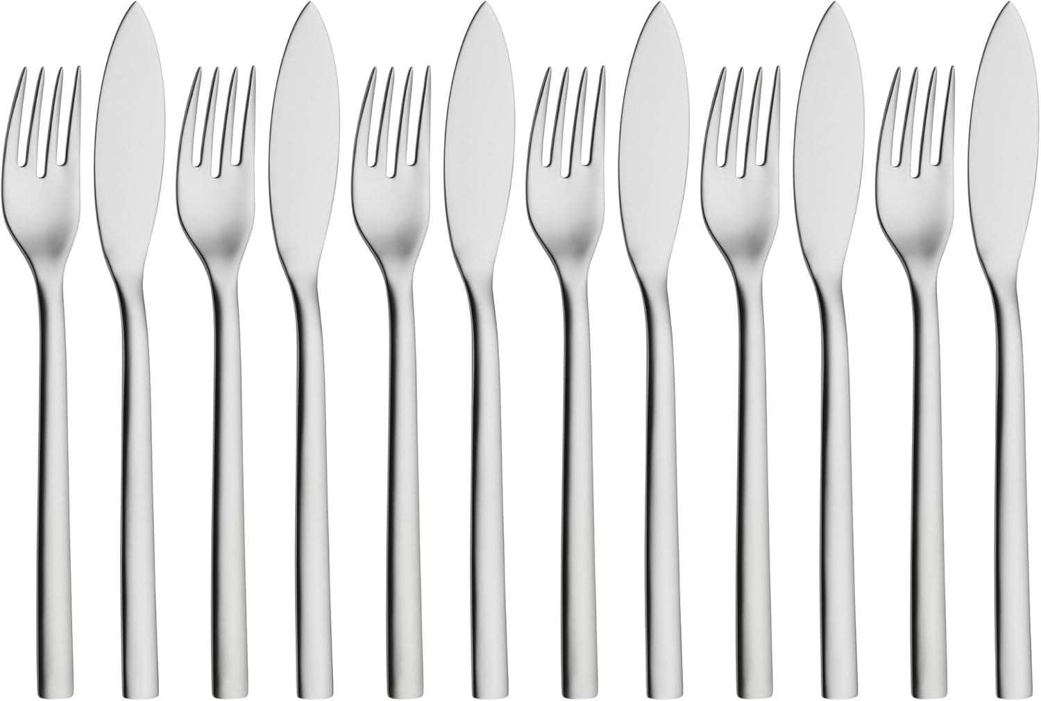 WMF Nova Conjunto de talheres de peixe de 12 peças para 6 comensais, talheres de aço inoxidável polido, Cromargan 18/10, 21 cm
