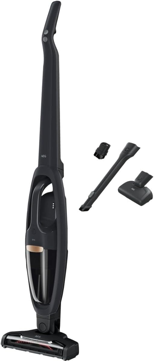 AEG QX6-1-45AN Aspirador sem cabo, 18 V, automonomia de 45 minutos, 2 velocidades, tecnologia ciclónica, filtração em 5 passos, depósito de 0,3 l, escova com luzes LED, cinzento