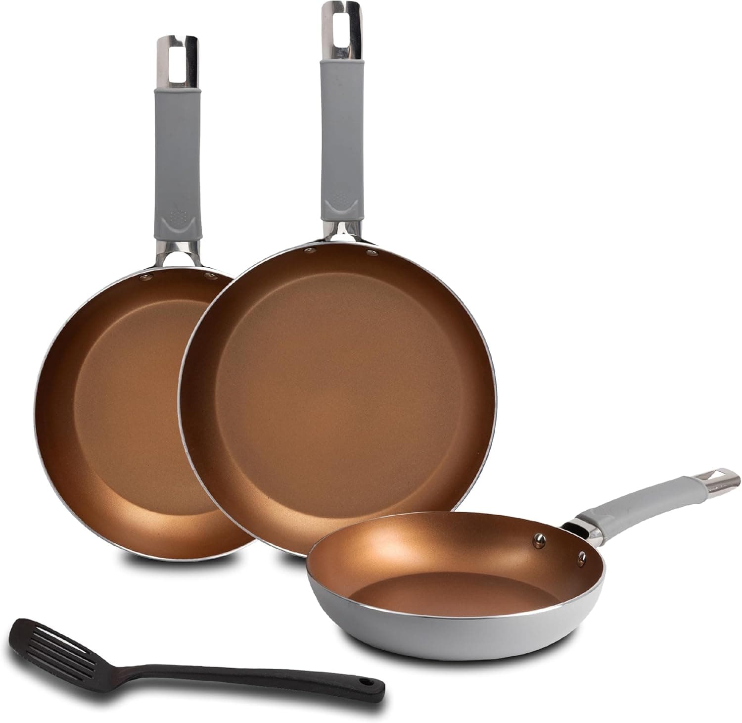 Bergner Conjunto de 3 frigideiras Ø 18Ø22Ø26 cm, alumínio forjado cobre espátula ranhurada