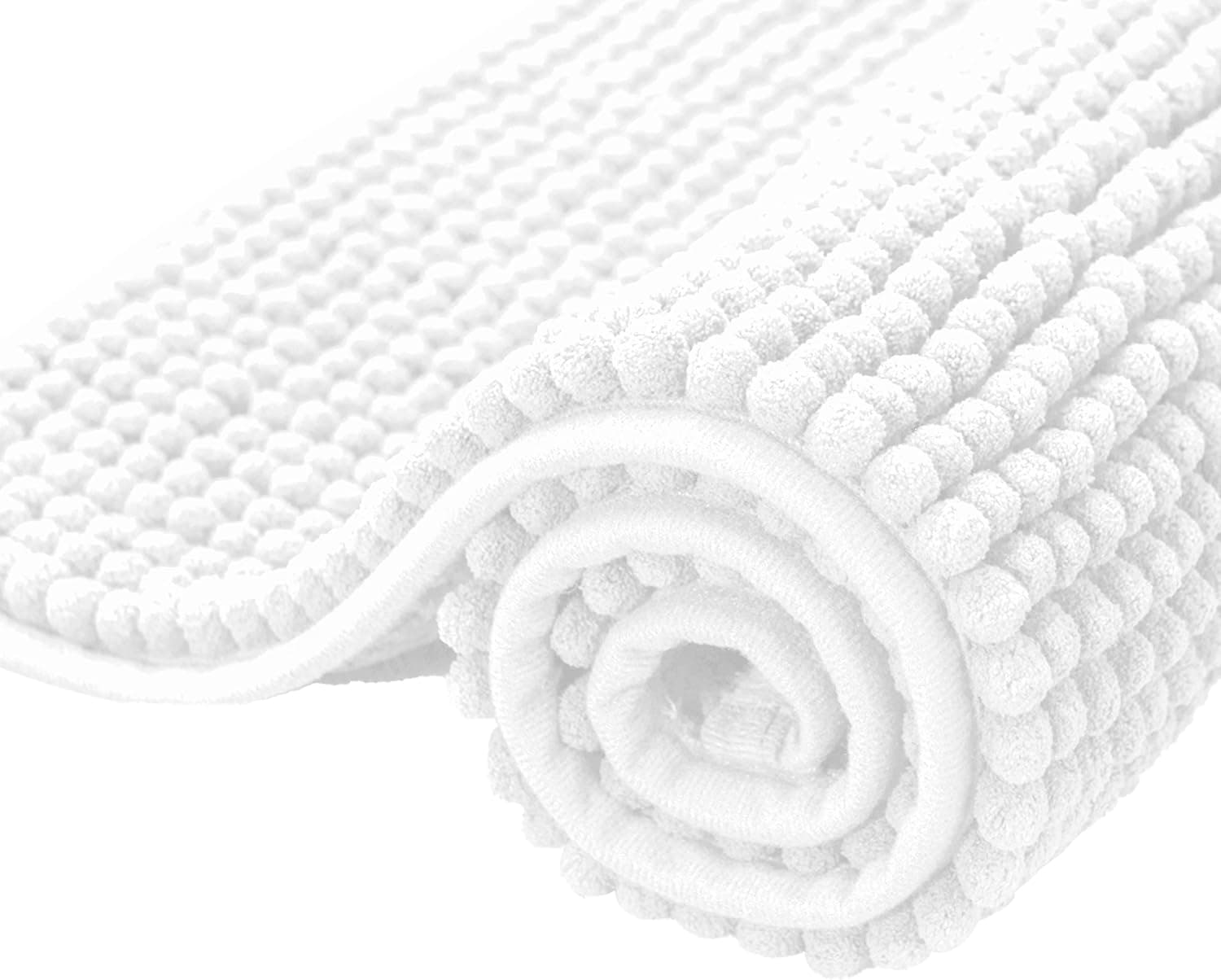 subrtex Tapetes de banho de felpa para casa de banho, extra macios e absorventes de água, antiderrapantes, banheira, chuveiro (40 x 60 cm, branco)