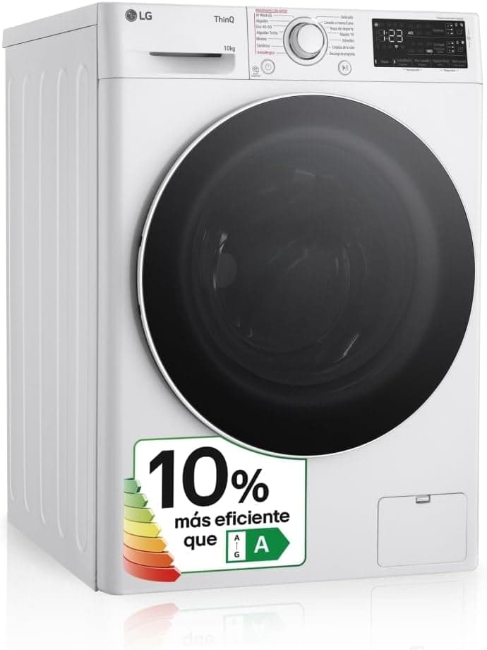 LG F4WR5510A0W Máquina de lavar inteligente, 10 kg, AI Direct Drive, 1400 rpm, carregamento frontal, TurboWash 360º, vapor steam, classificação A, série 550, branco