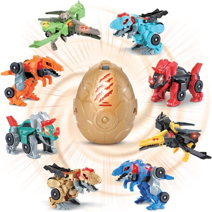 VTech - Switch & Go Dinos Sortido ovos surpresa, 8 modelos diferentes para colecionar, 2 em 1 transformável Dino-Car, Vozes e efeitos luminosos, versão ESP (apenas 1)