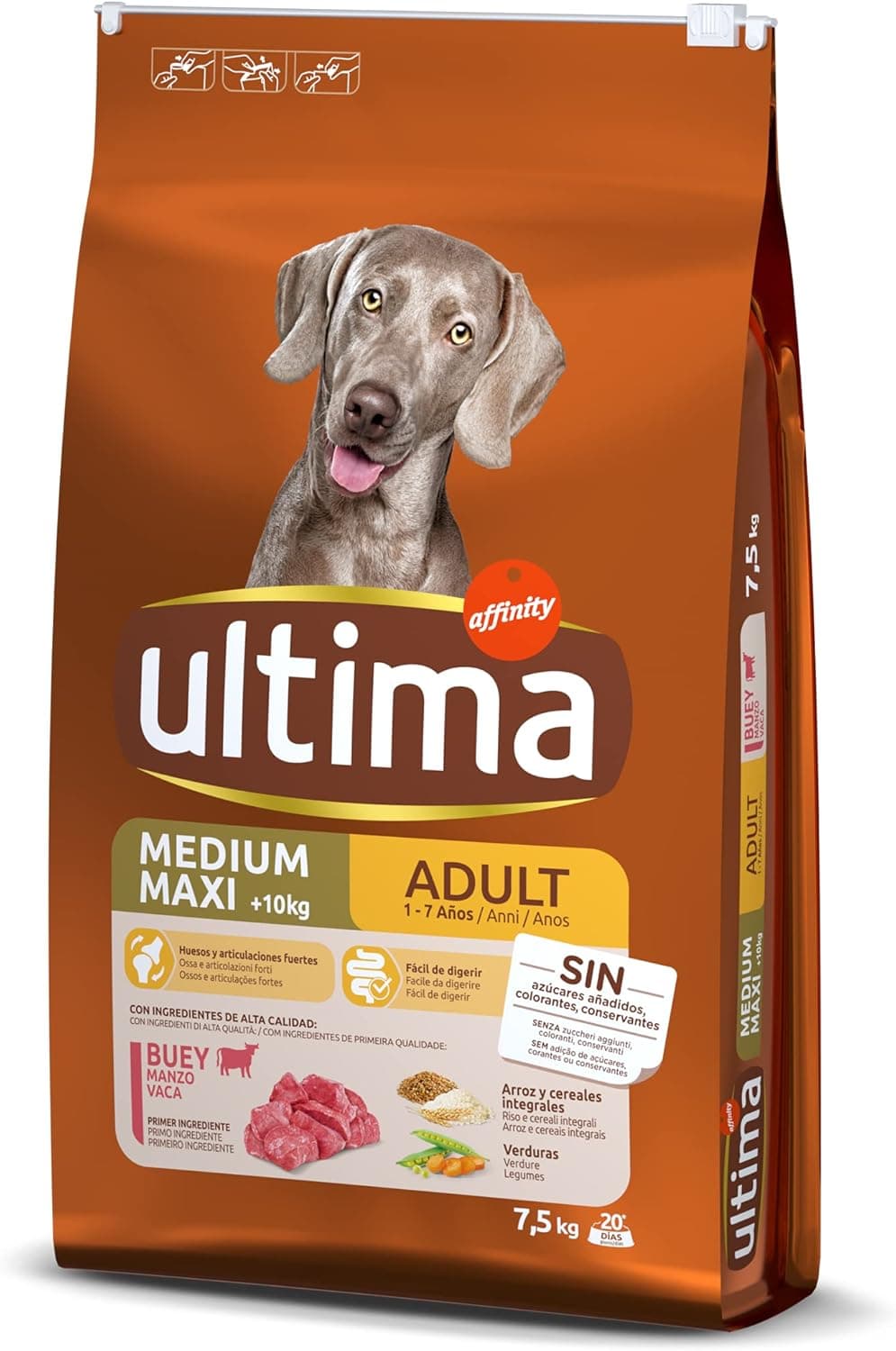 Ultima Medium-Maxi Adult | Ração seca para cão adulto com vaca 7,5 kg