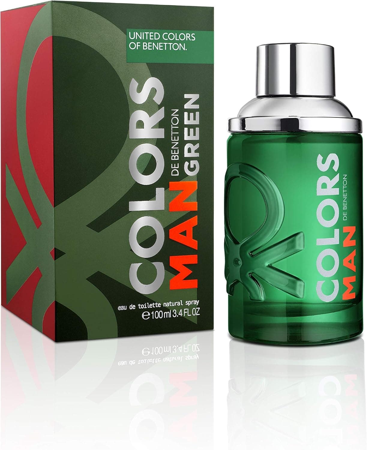 Benetton, Green from United Colors, Eau de Toilette para homem, longa duração, fragrância fresca, elegante, atraente e masculina, notas de madeira, citrinos e vetiver, 100 ml