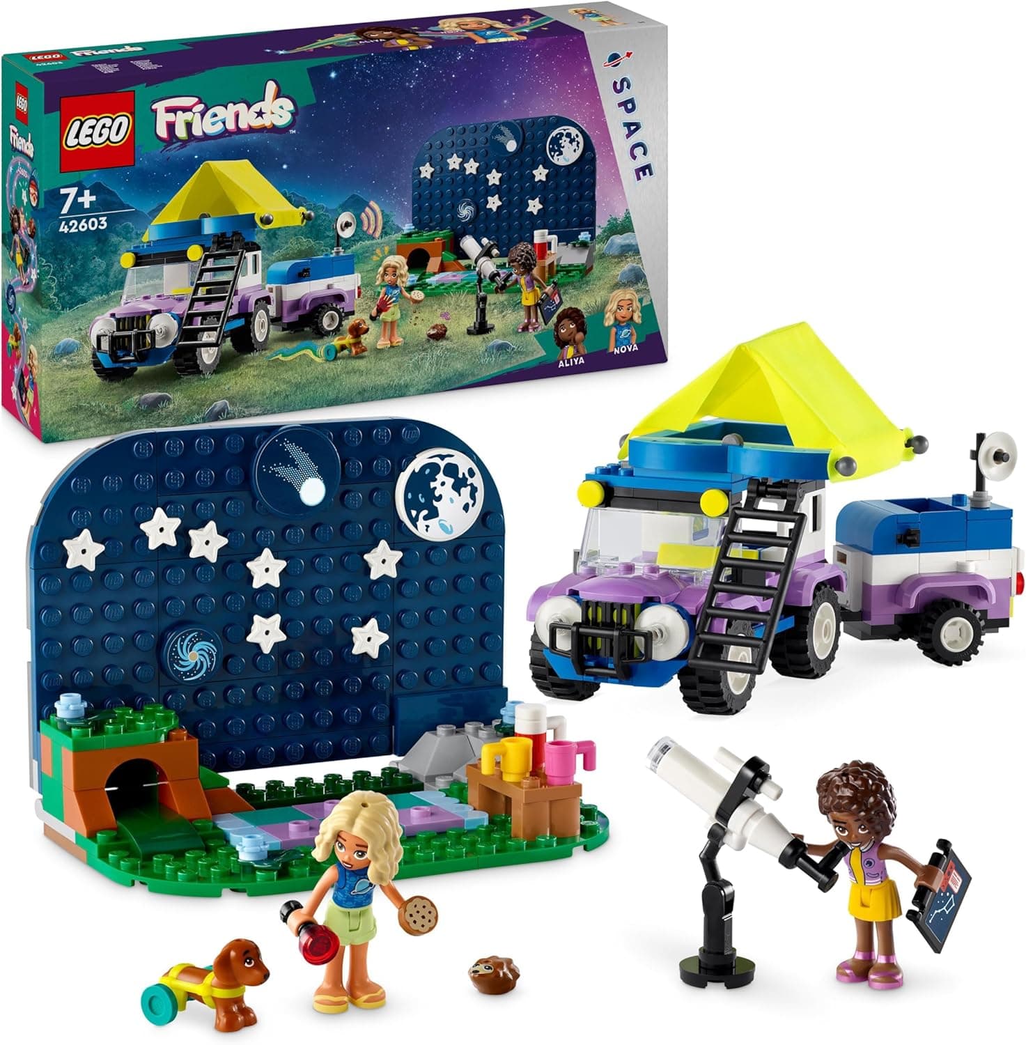 LEGO Friends Observatório de Estrelas 4x4 42603 | Conjunto de blocos de construção com mini bonecas, telescópio e figura de cão