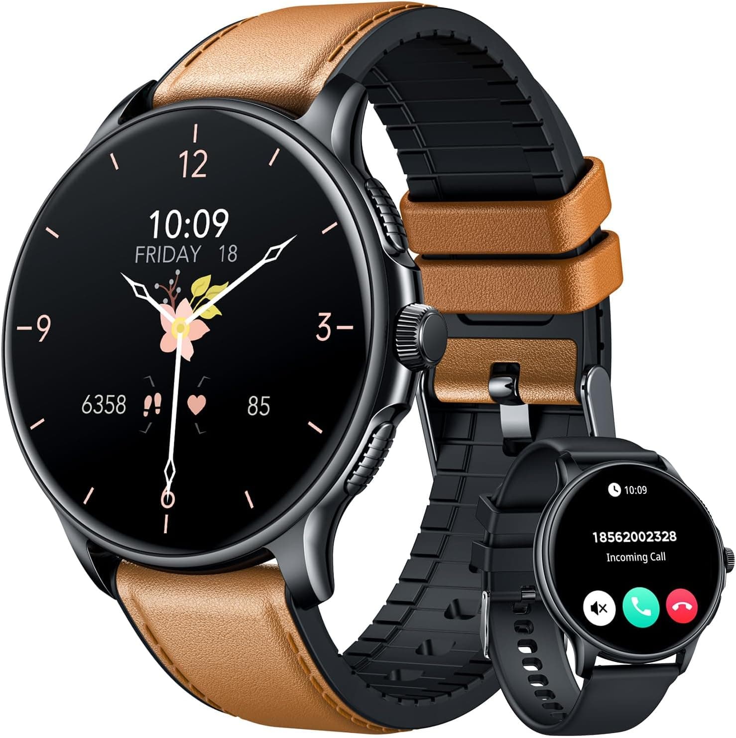 Smartwatch Relógio inteligente com chamadas - 1,43" redondo AMOLED pulseira de atividade pulsómetro tensão arterial sono podómetro desportivo Smart Watch Men IP68 impermeável para Android iPhone