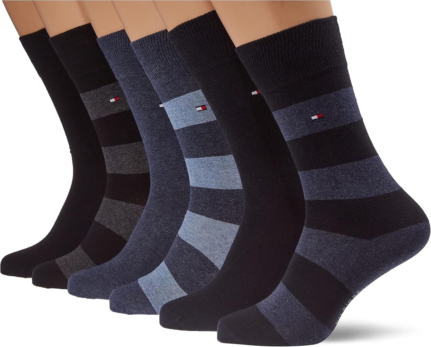 Tommy Hilfiger Meias clássicas para homem, pack de 6 pares