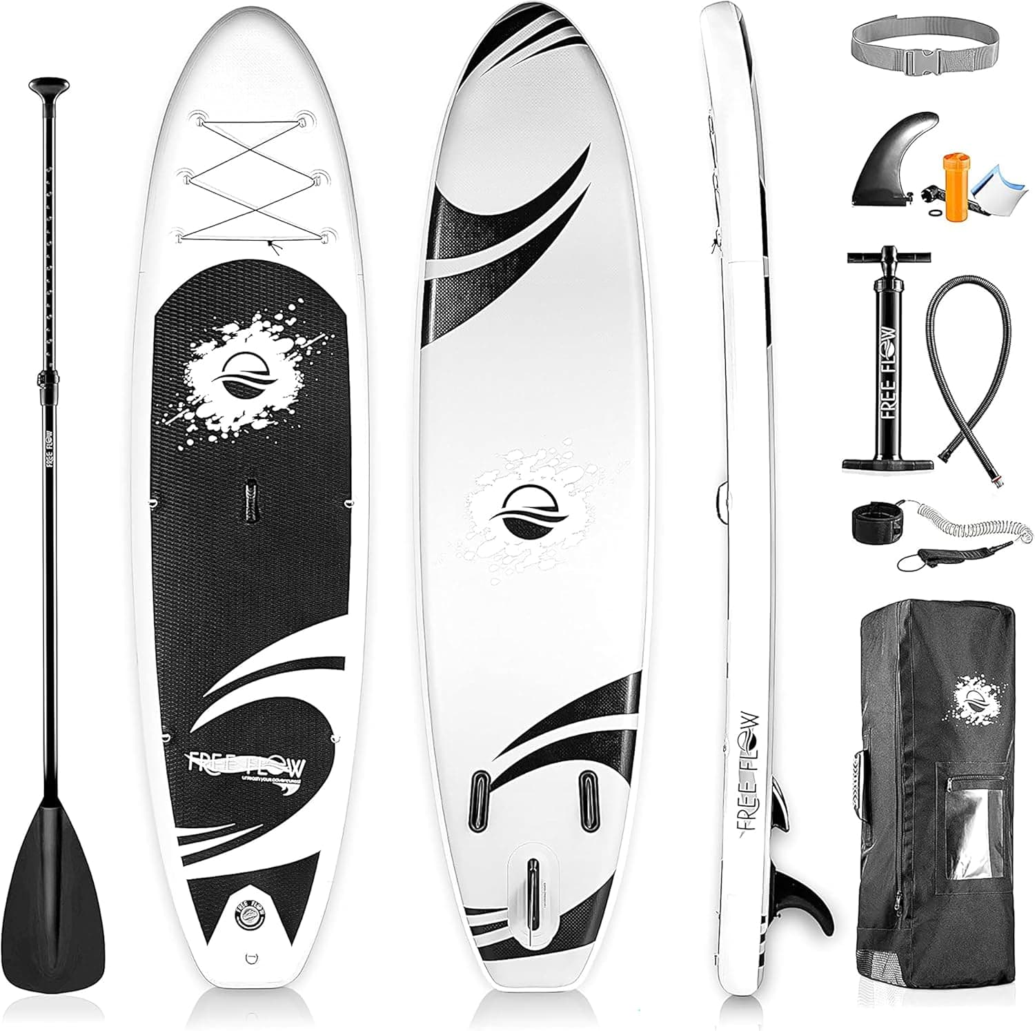 SereneLife Tabela Paddle Surf insuflável, Paddle Board, capa antiderrapante, aba inferior para remar, estojo para guardar, barco de pé para jovens e adultos. Castanho