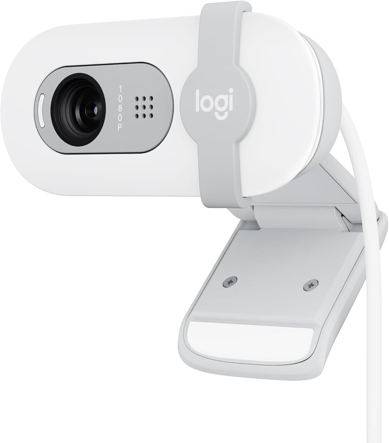 Logitech Brio 100, câmara web Full HD para reuniões e streaming, equilíbrio de iluminação automática, microfone integrado, tampa de privacidade, USB-A, branco