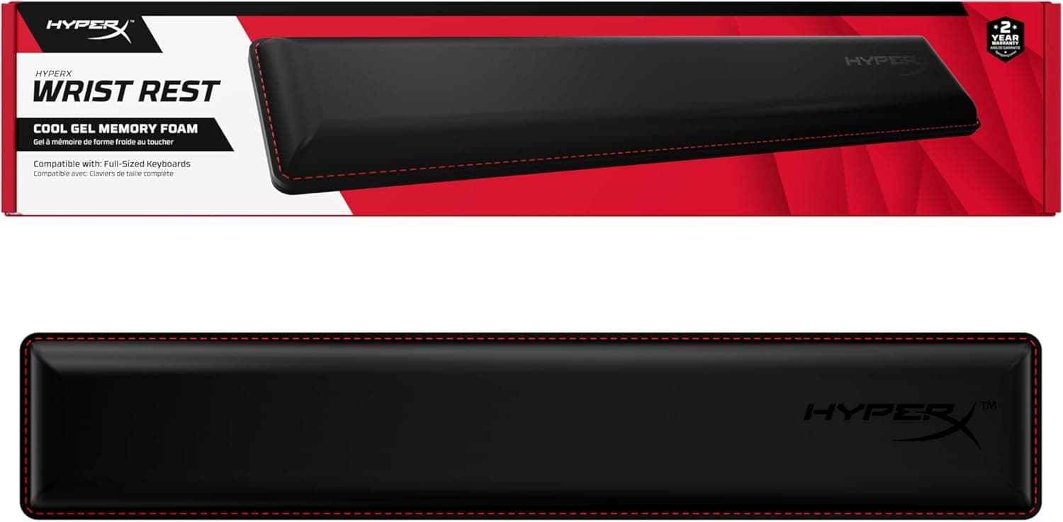 HyperX Wrist Rest Espuma de memória, borracha preta descansa pulsos (457 x 88 x 22 mm)