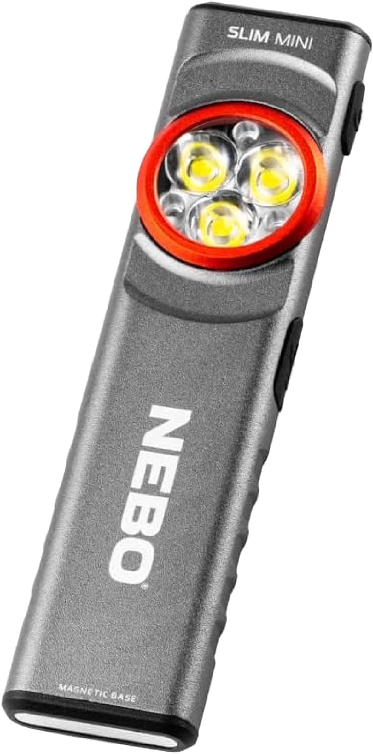 NEBO Lanterna recarregável Slim mini USB C - mini lanterna LED portátil - 250 lúmenes de potência e até 10 horas de automonomia - acessório impermeável para campismo e caminhadas