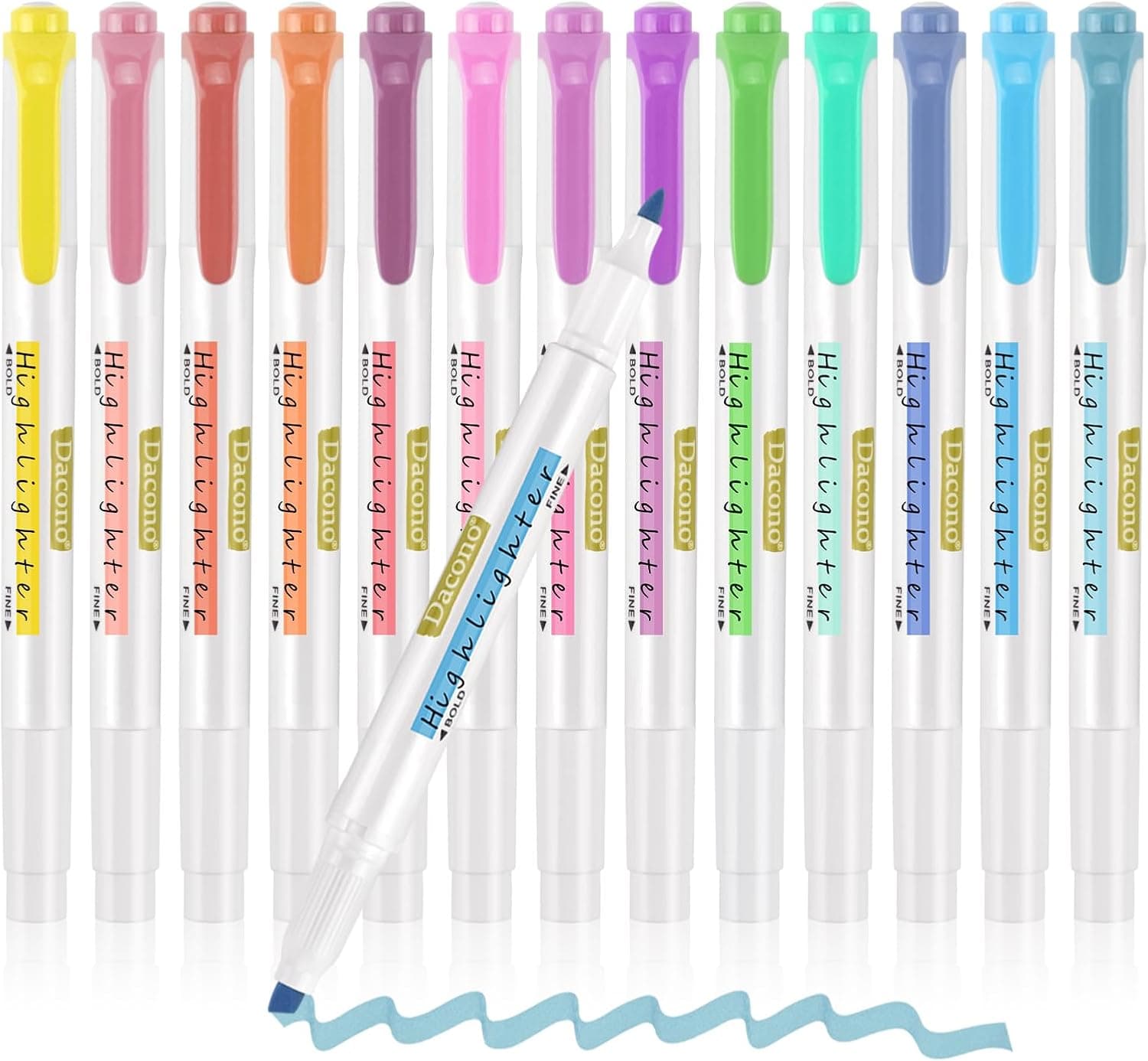 Dacono Marcadores de ponta dupla, 12 unidades, cores pastel