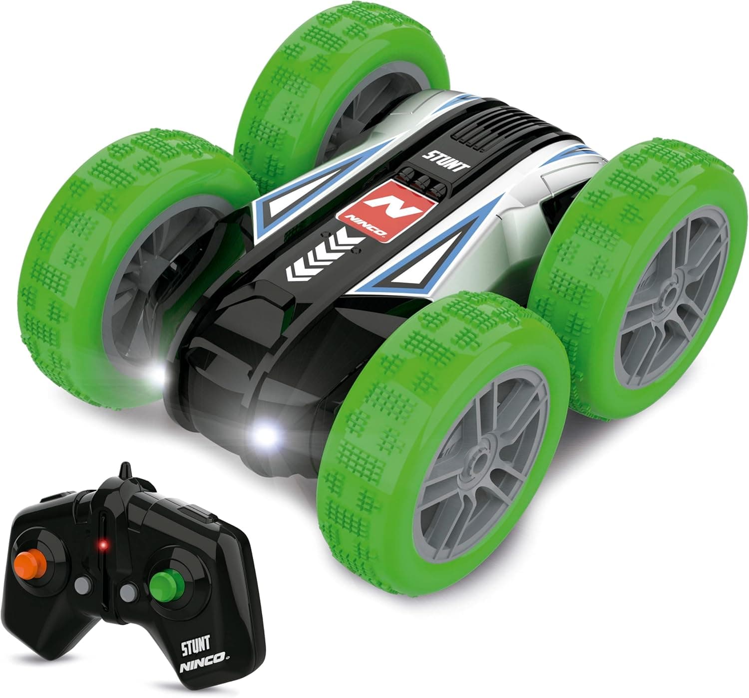 Ninco Stunt Green 2 | Carro telecomandado acrobático reversível com luzes LED e pneus de borracha para crianças a partir dos 6 anos
