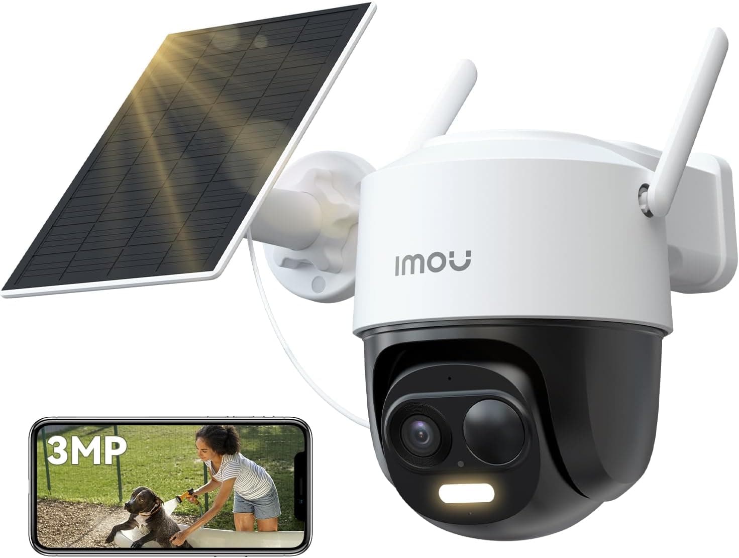 Imou 2K Câmara de vigilância WiFi exterior solar, câmara sem cabo de bateria duração de 365 dias de 5000 mAh, visão noturna colorida, detecção de humanos, IP66, Cell PT Lite e painel solar