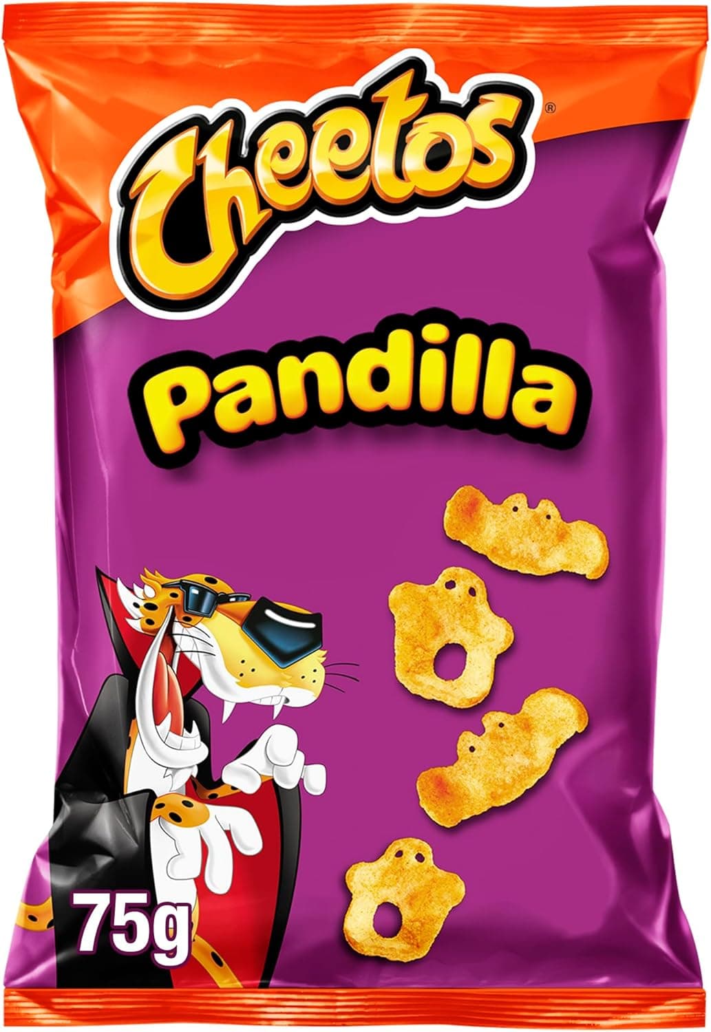 Cheetos Gandilla, produto de aperitivo, Snack sabor a queijo em forma de fantasmas, saco individual, 75 g
