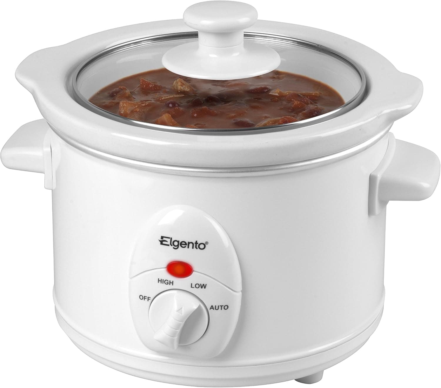 Elgento E16001 slow cooker giratório 1,5 L (branco, taça de vidro)