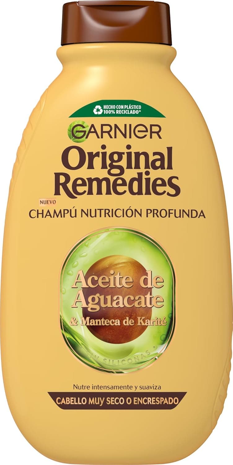 Garnier Original Remedies - champô com óleo de abacate e manteiga de carité para cabelo rebelde e escrespado - 300 ml (o pacote pode variar)
