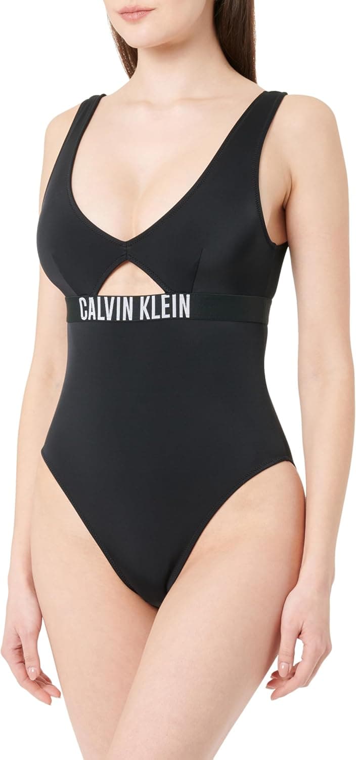 Calvin Klein One Piece Open Back | Fato de banho feminino preto com costas abertas