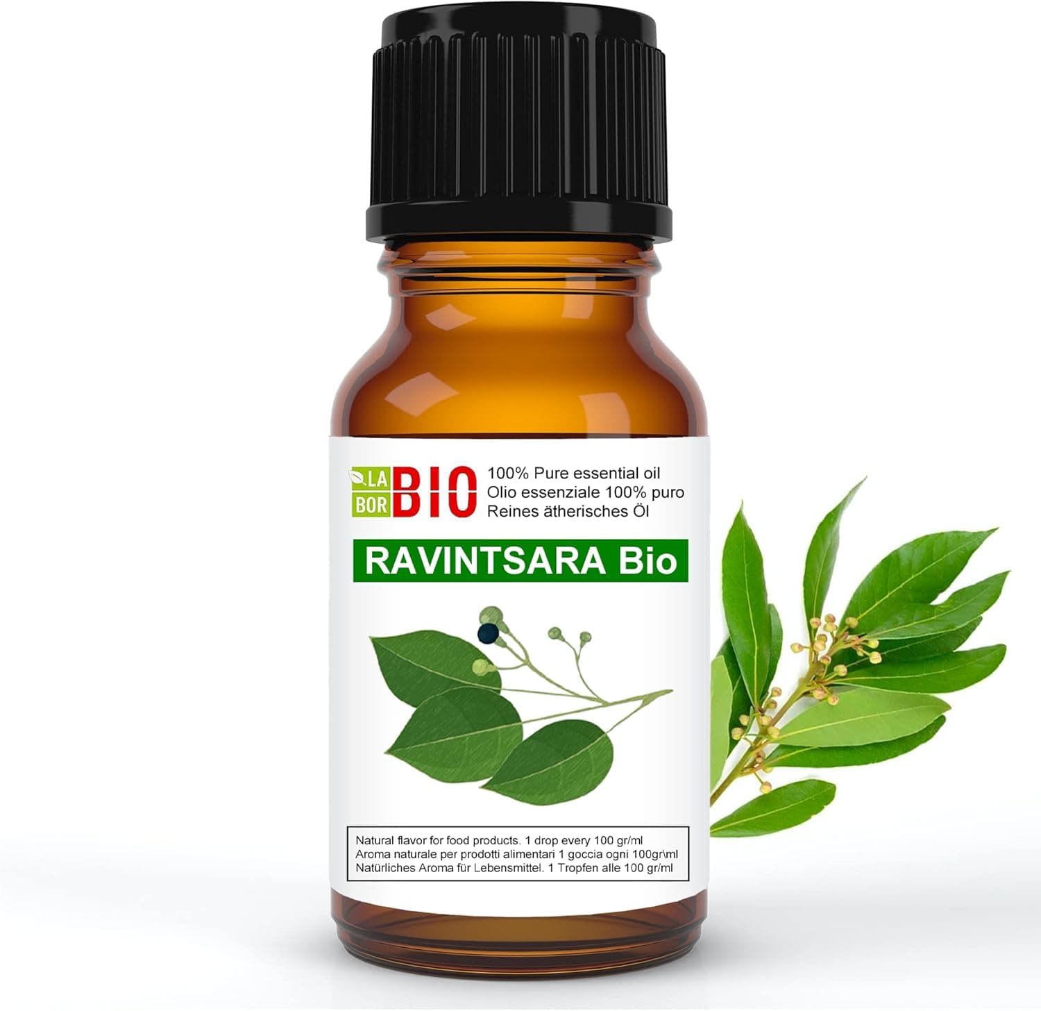 Ravintsara de Madagáscar Bio Óleo Essencial 100% Puro 30 ml - Uso Alimentar Terapêutico Cosmético Aromaterapia - Laborbio