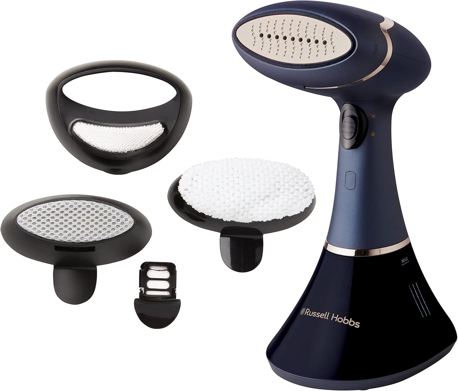 Russell Hobbs Ferro vertical [1800 W, 32 g de geração de vapor] Steam Genie Aroma (sola cerâmica, depósito de 200 ml, 3 acessórios, difusor aroma, elimina rugas, ferro e reduz odores) 28041-56