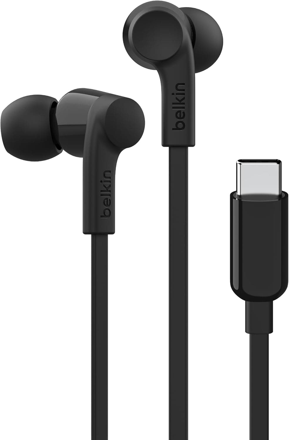 Belkin SoundForm auriculares intraurais com cabo e conector USB-C, auscultadores internos com microfone, para iPad mini, Pro, Air, Samsung Galaxy, Pixel e outros Android com USB-C, pretos