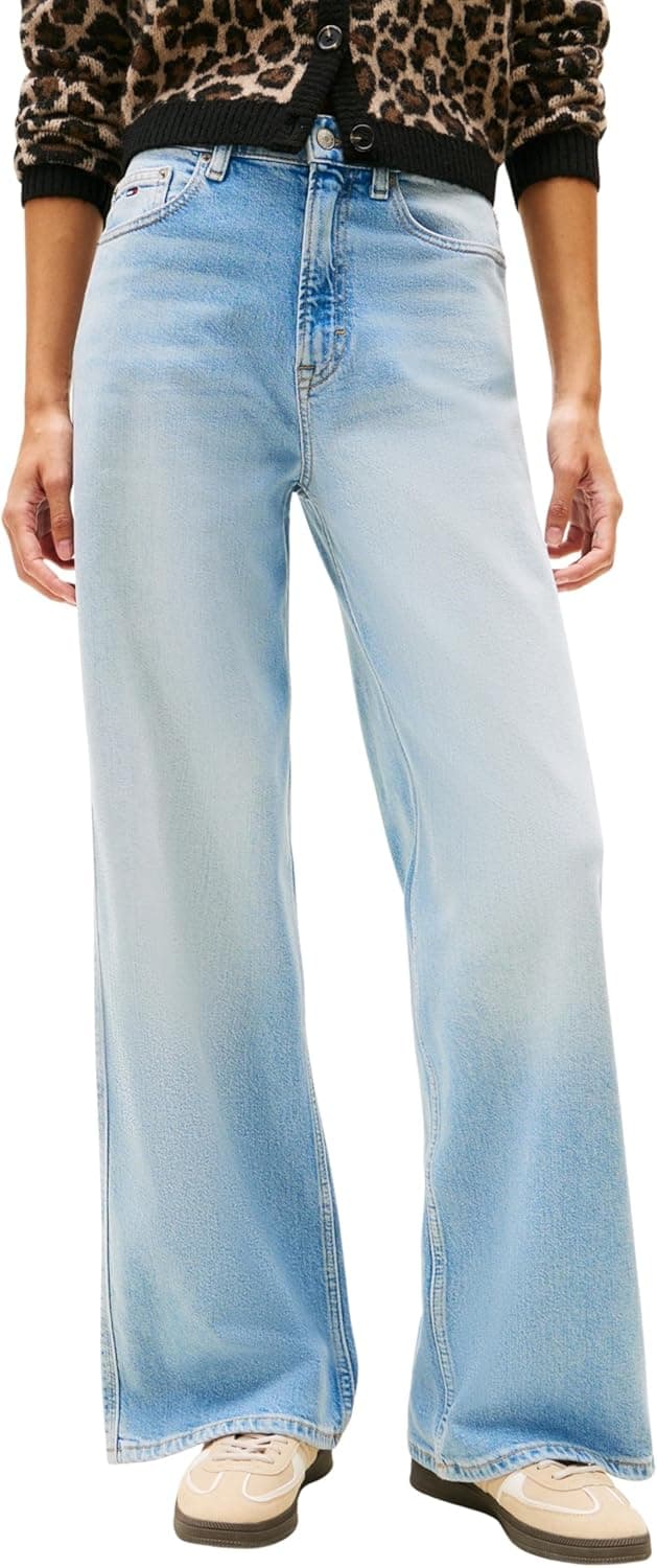 Tommy Jeans Solto | Calças de ganga femininas em denim claro com cintura média e corte descontraído