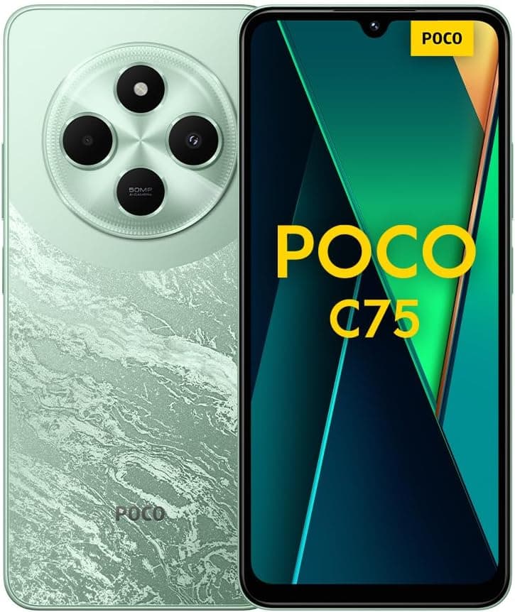Xiaomi Poco C75 - Smartphone de 6+128 GB, ecrã imersivo de 120 Hz, MediaTek Helio G81-Ultra, câmara dupla de 50 MP IA, 5160 mAh, carregamento rápido de 18 W, NFC, verde