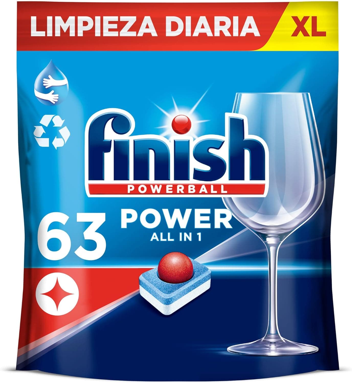 Finish Powerball Power All in 1 pastilhas para máquina de lavar louça regular 63 pastilhas