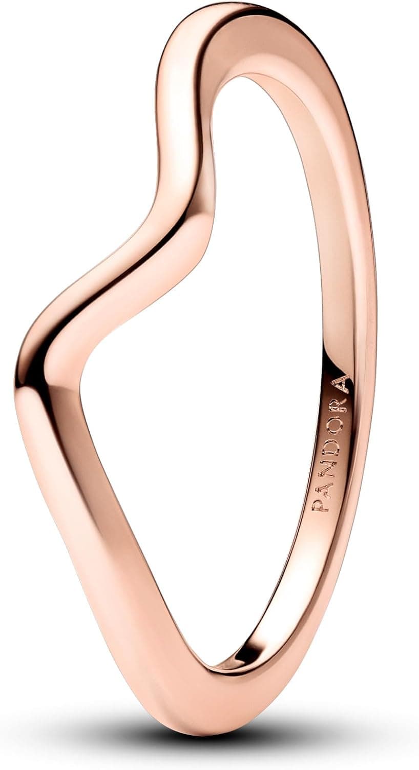PANDORA Anel com design de onda banhado a ouro rosa de 14 quilates