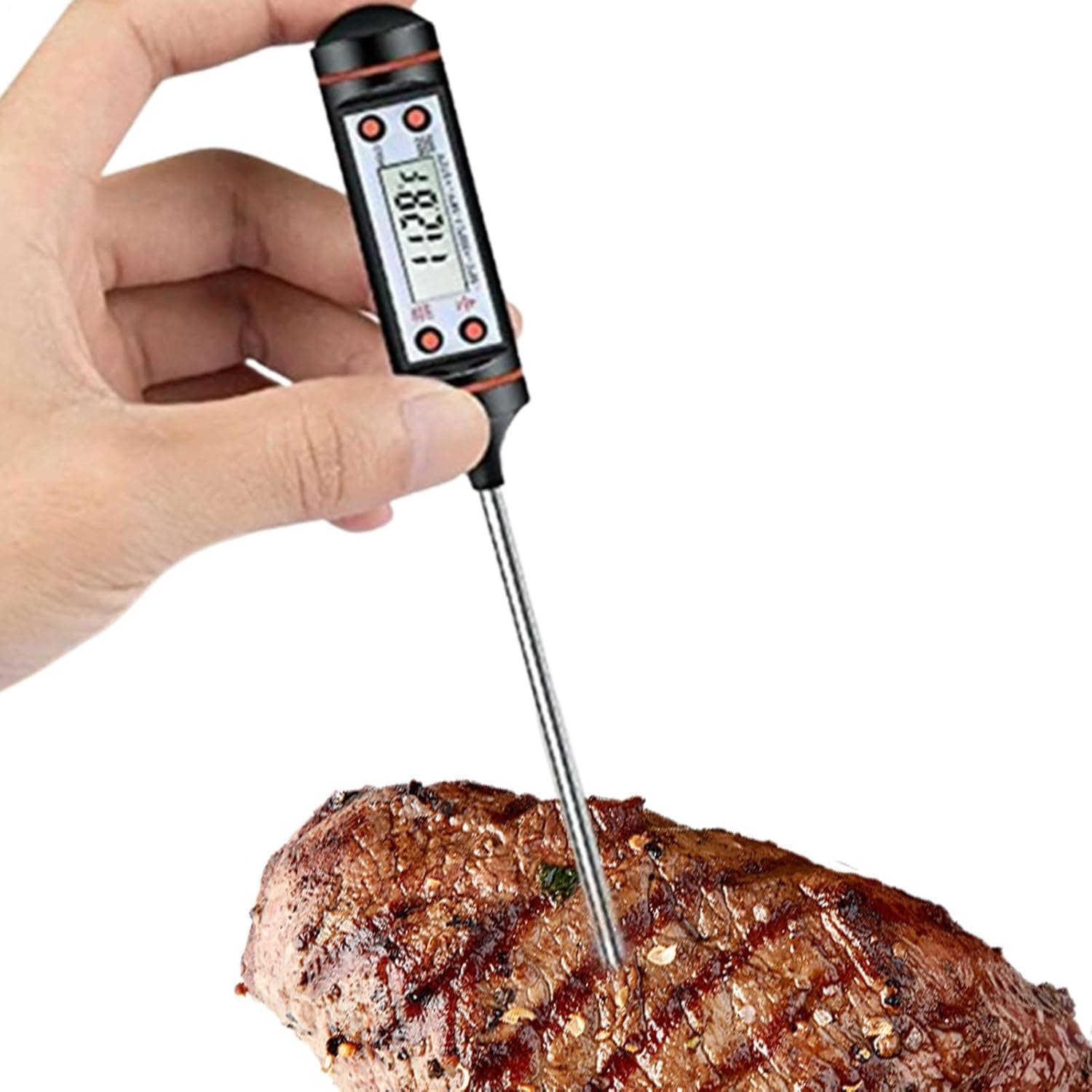 Generic | Termómetro digital de carne com sonda e leitura instantânea para grelha e churrasco