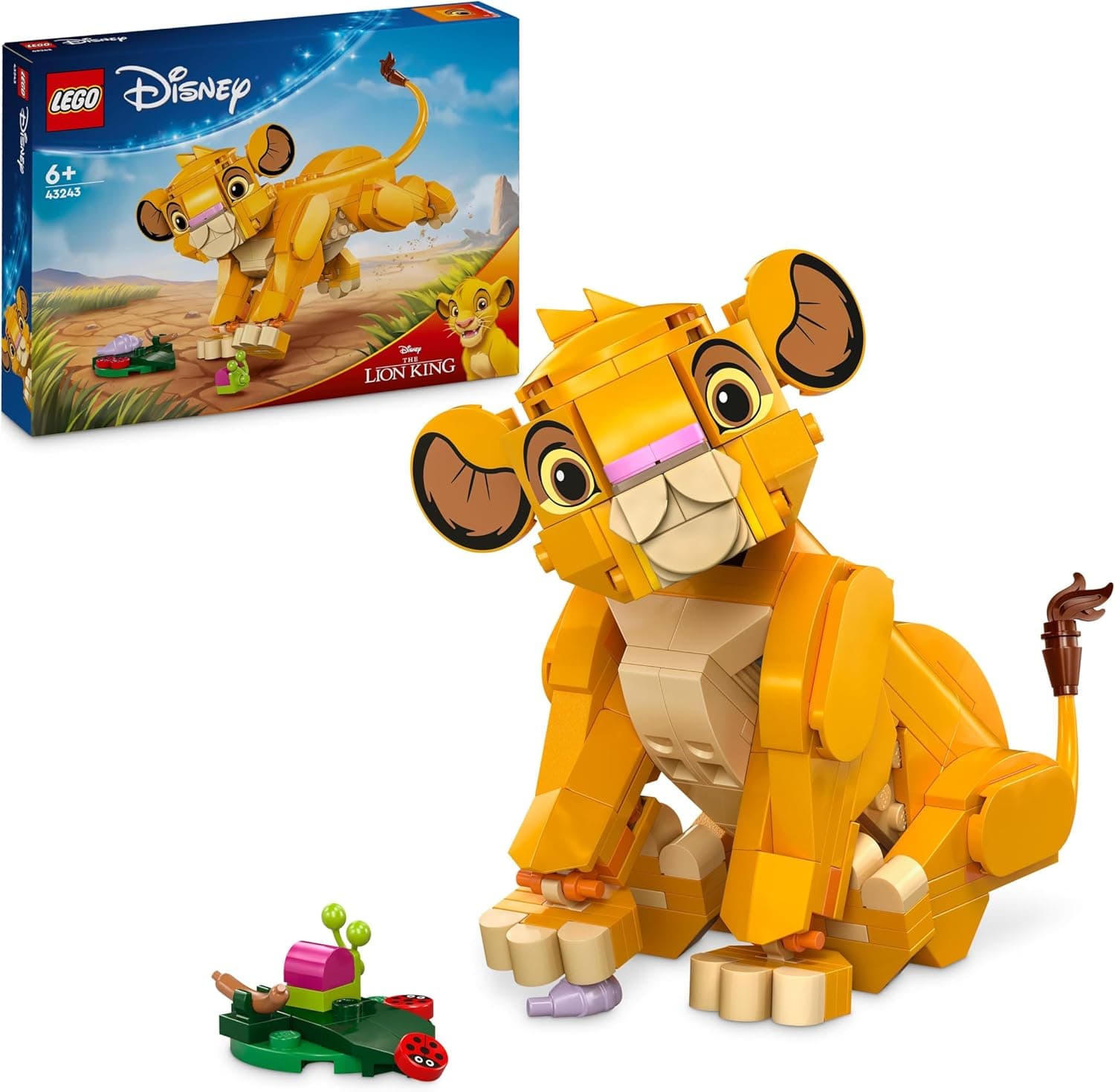 LEGO | Disney O Rei Leão – Simba filhote, brinquedo de construção para crianças a partir dos 6 anos, figura articulada, ideal como presente e decoração de quarto ou estante (43243)