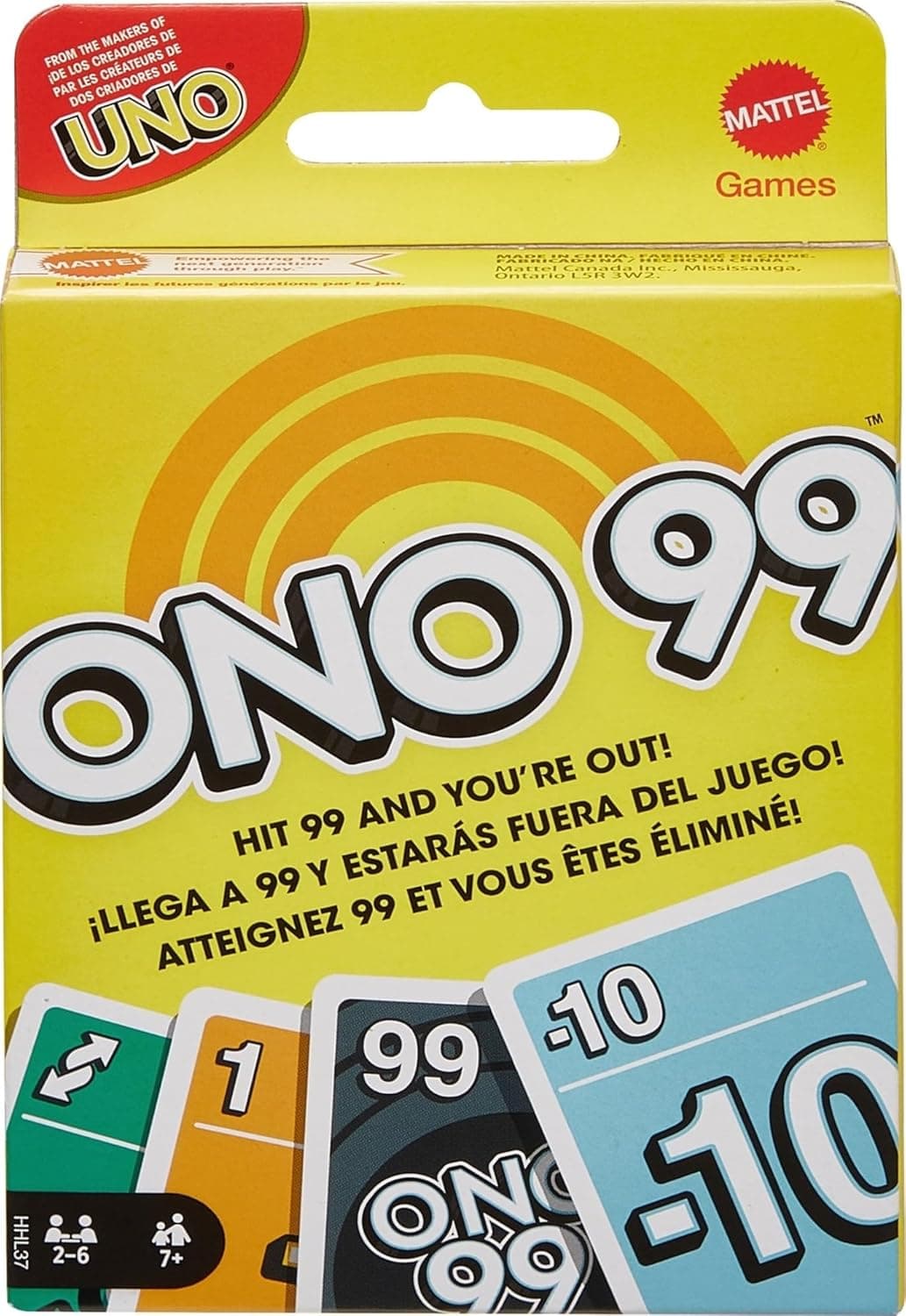 Mattel Games Jogo de cartas ONO 99 para um grupo de 2 a 10 jogadores, a partir de 7 anos