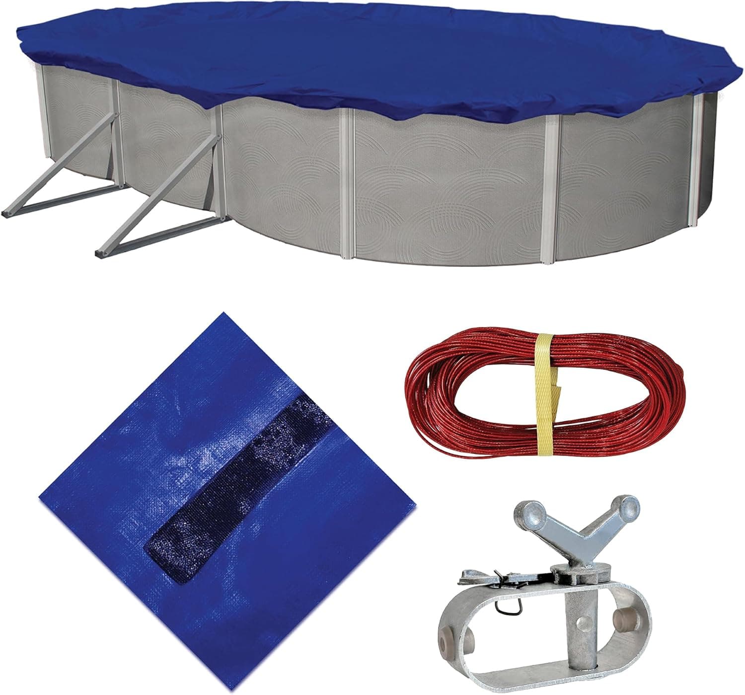 Azul Wave dourado 15 anos 18 pés X 38 pés oval acima do chão piscina cobertura de inverno
