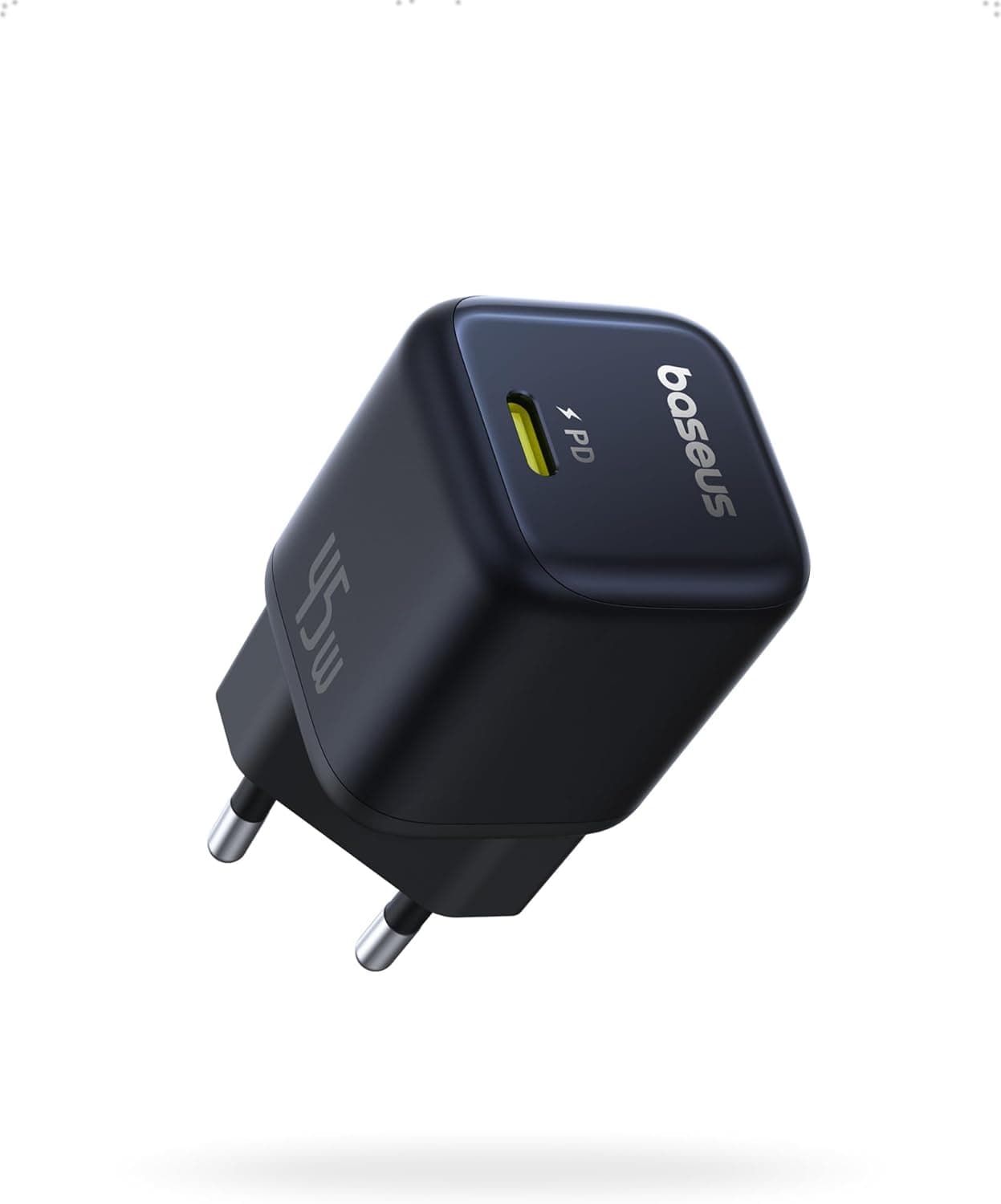 Baseus PicoGo Carregador USB C de 45W, carregador de carregamento rápido GAN PD3.0 PPS compacto para iPhone 16 Pro Max/15/14/13, Galaxy S24/S23/S23 Ultra/S22/S21/S20, pixel, iPhone AD/iPad Mini, preto