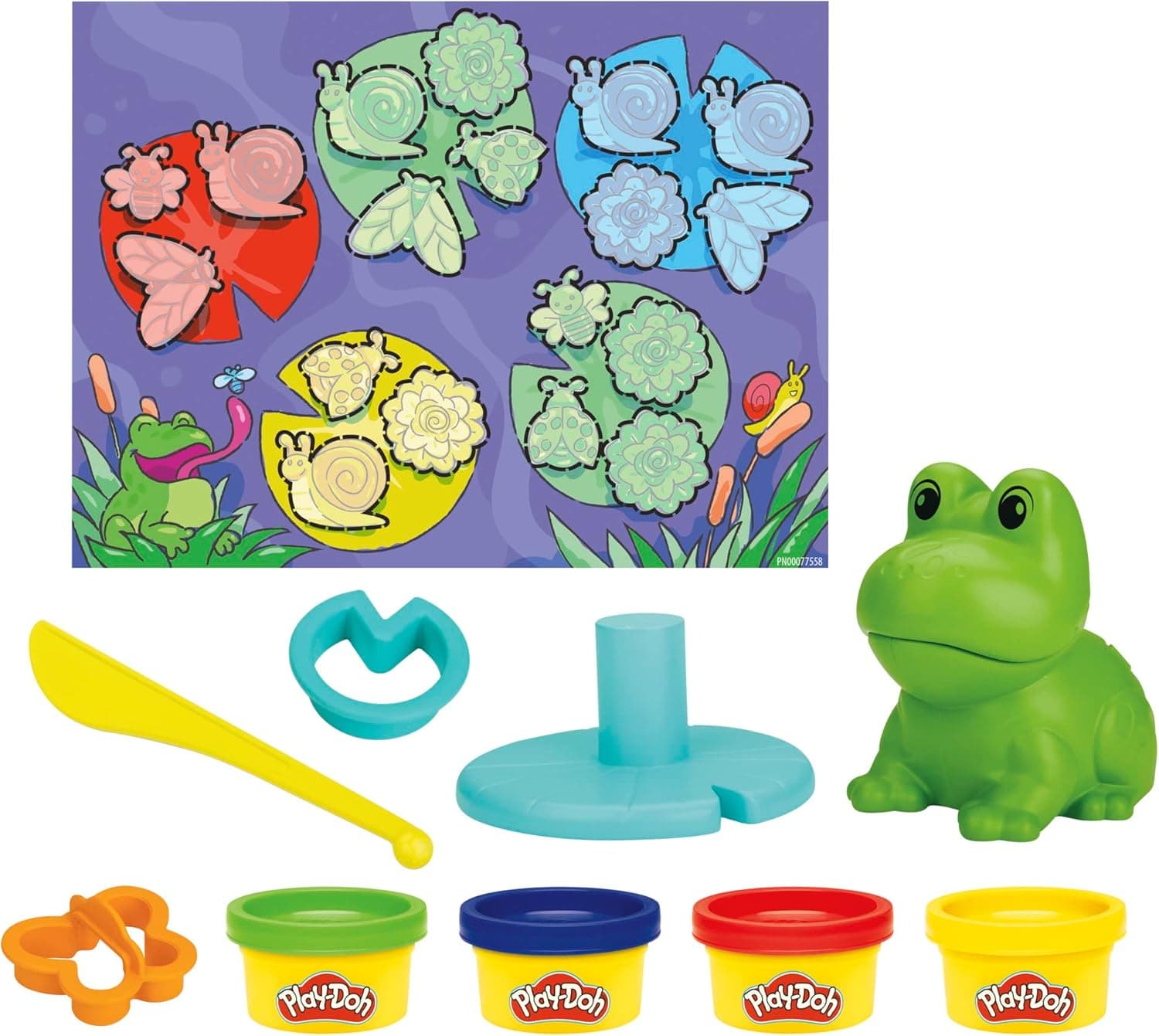 Play-Doh Brinquedo infantil, primeiras criações com molde de rã e 4 frascos de plástico de cores sortidas, artesanato para meninos e meninas de 3 anos ou mais